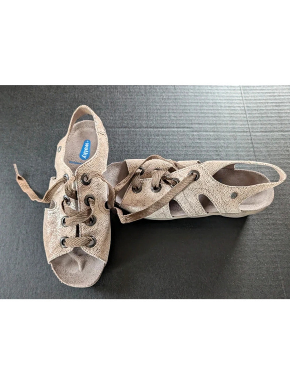 Wolky Kite Lace Up Sandals Metallic Beige